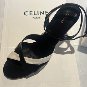 CELINE BRAND NEW IN BOX WITH DUST BAG Calfskin Criss Cross Sandal 80